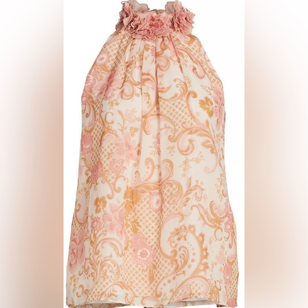 Zimmermann Pink and Tan Floral Top NWT